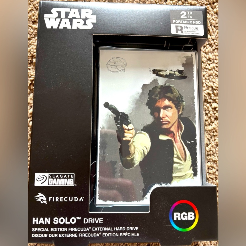 NIB Star Wars Han Solo External 2TB Hard Drive